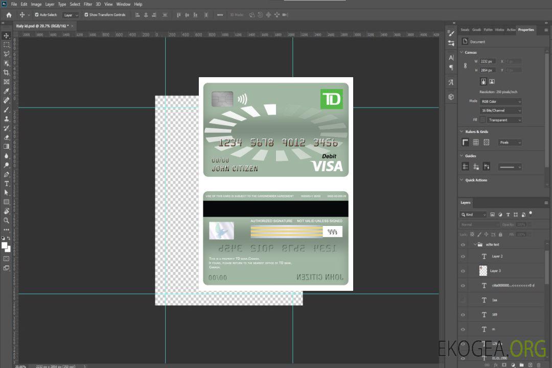 Carte de débit Visa de la banque TD du Canada template Carte de débit Visa de la banque TD du Canada template